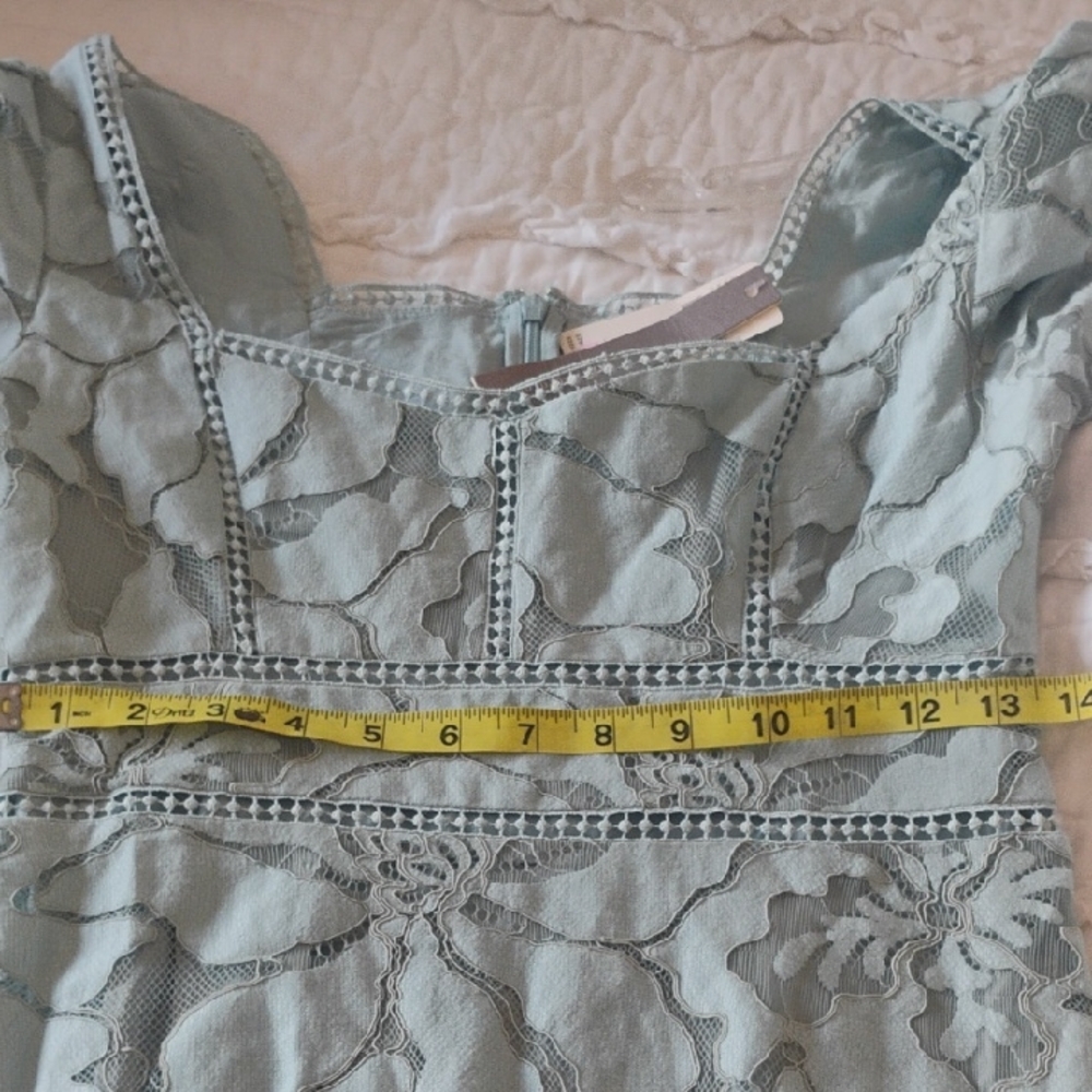 Anthropologie Light Sage Green Lace Midi Dress